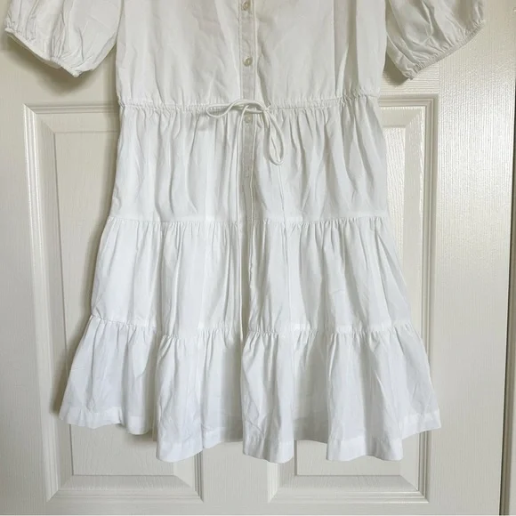 Abercrombie and Fitch White Puff Sleeve Poplin Shirt Dress - Picture 4 of 6
